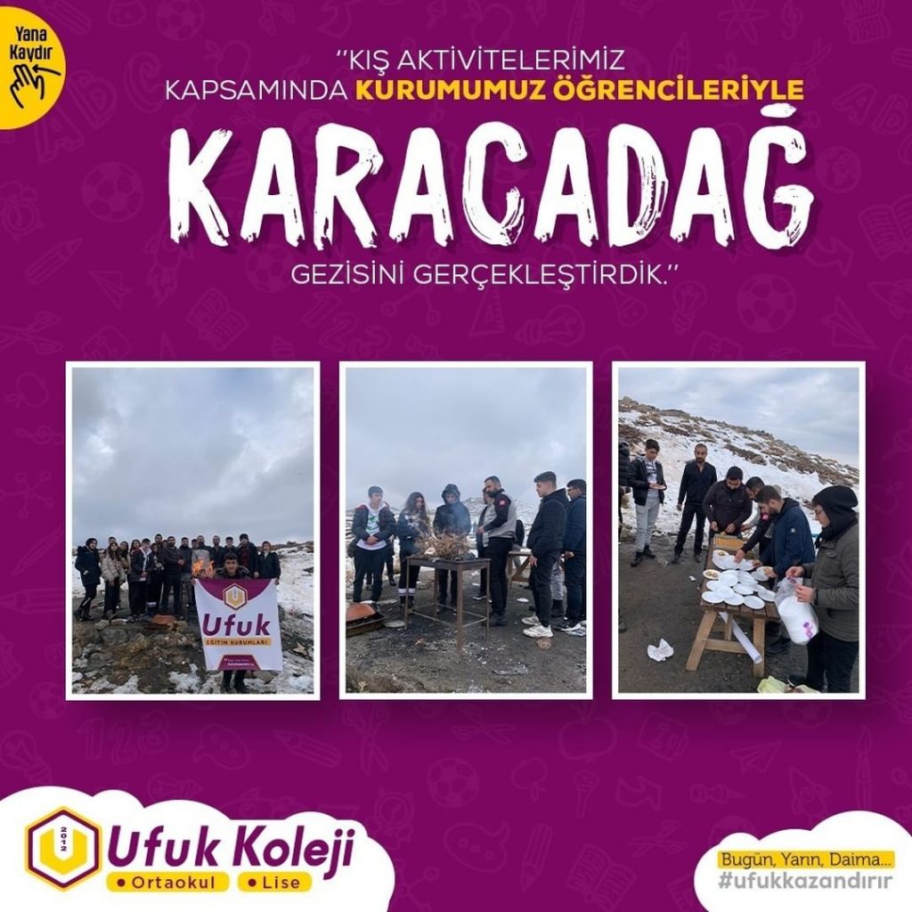 Ufuk Koleji Kış Aktiviteleri için Karacadağ Gezisinde